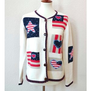 Norm Thompson vintage American flag cardigan